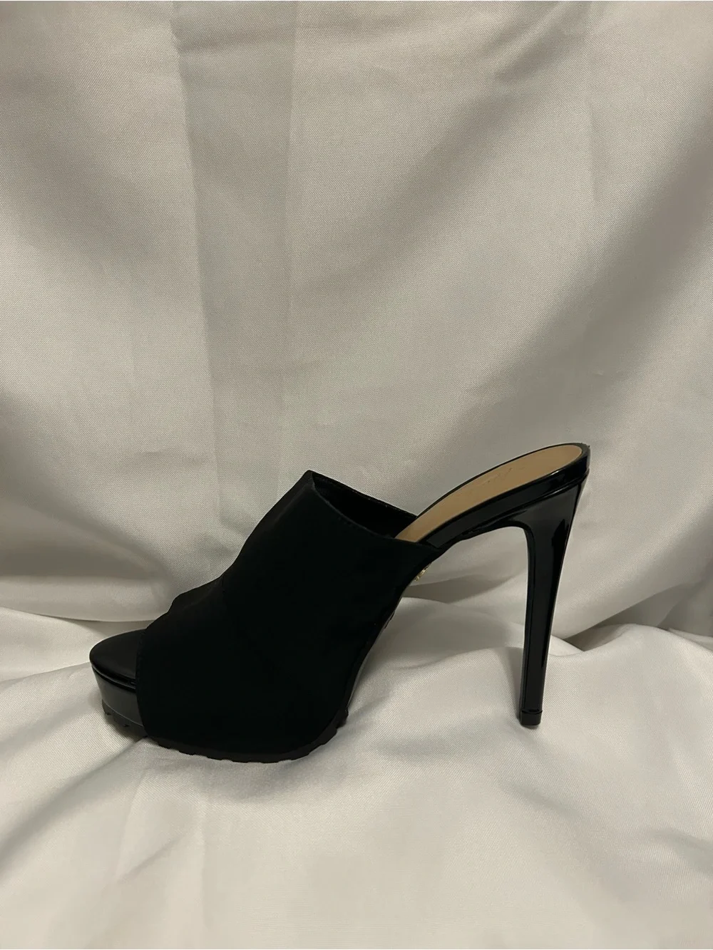 Thalia Sodi Black Open-Toe Stiletto Mule Heels